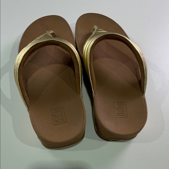 FitFlop Women's Metallic Gold and Brown Sandals - Picture 4 of 10